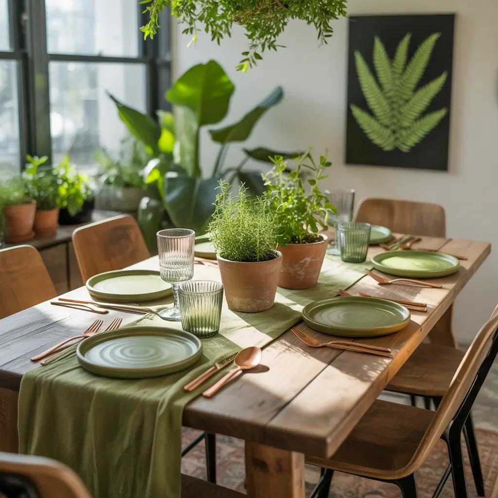 ideas for green table setting