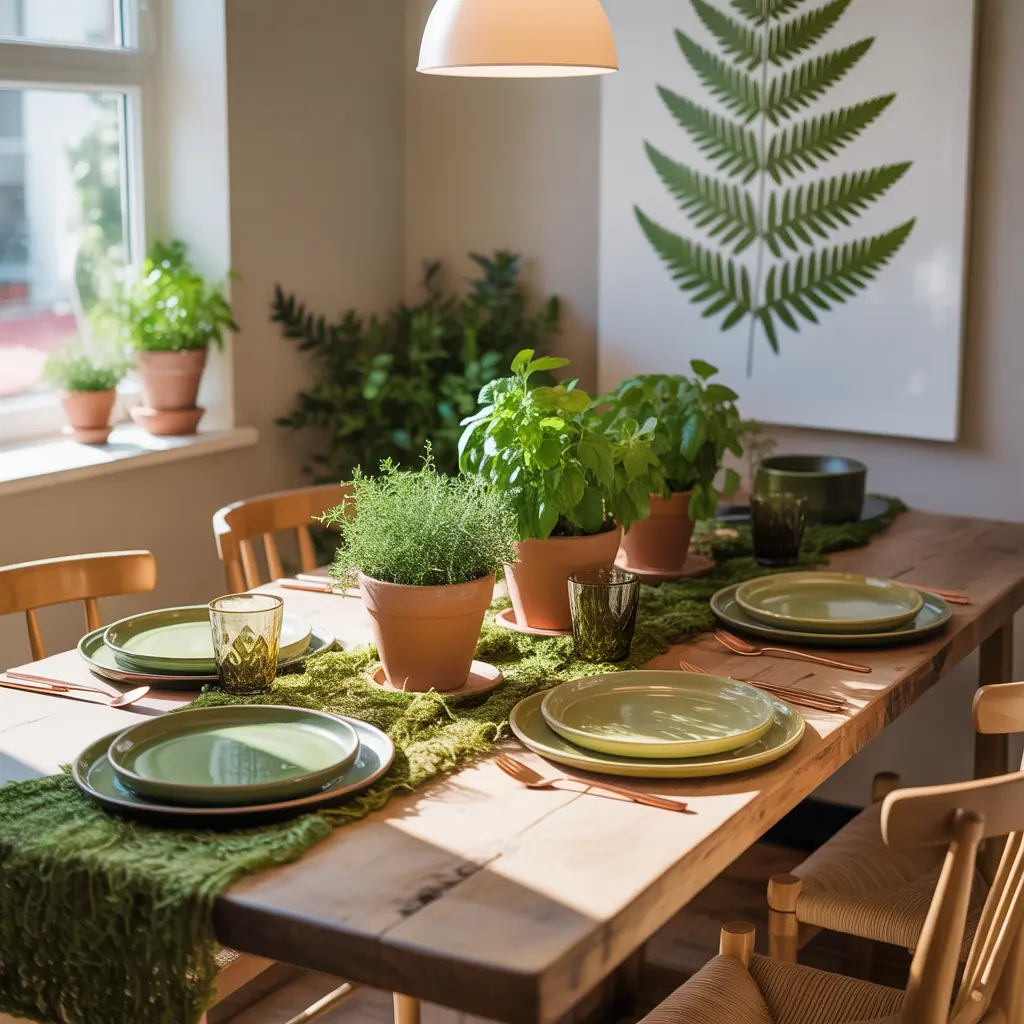 ideas for green table setting