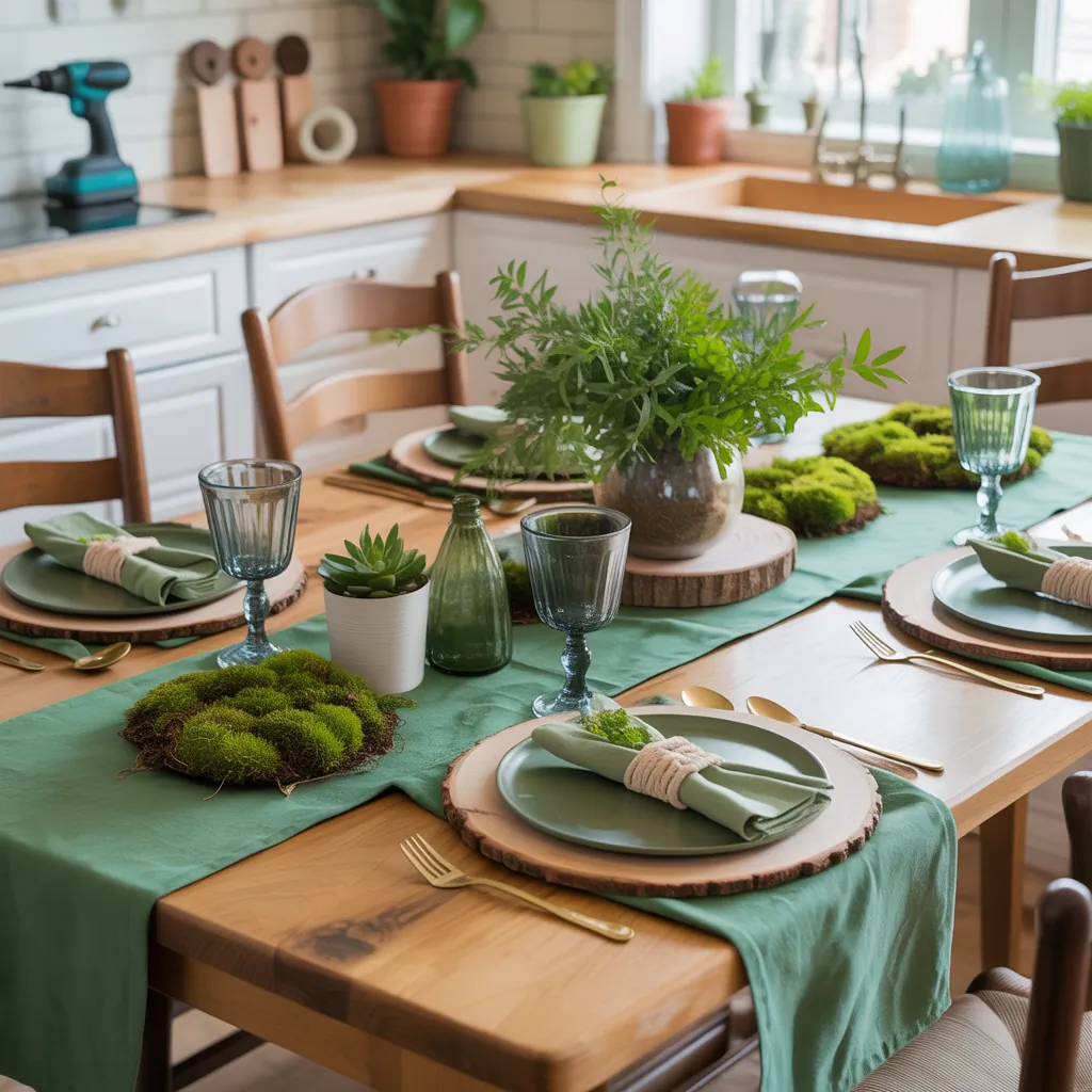 ideas for green table setting