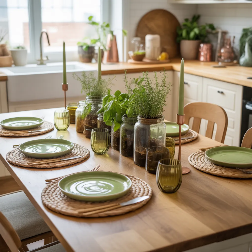 ideas for green table setting