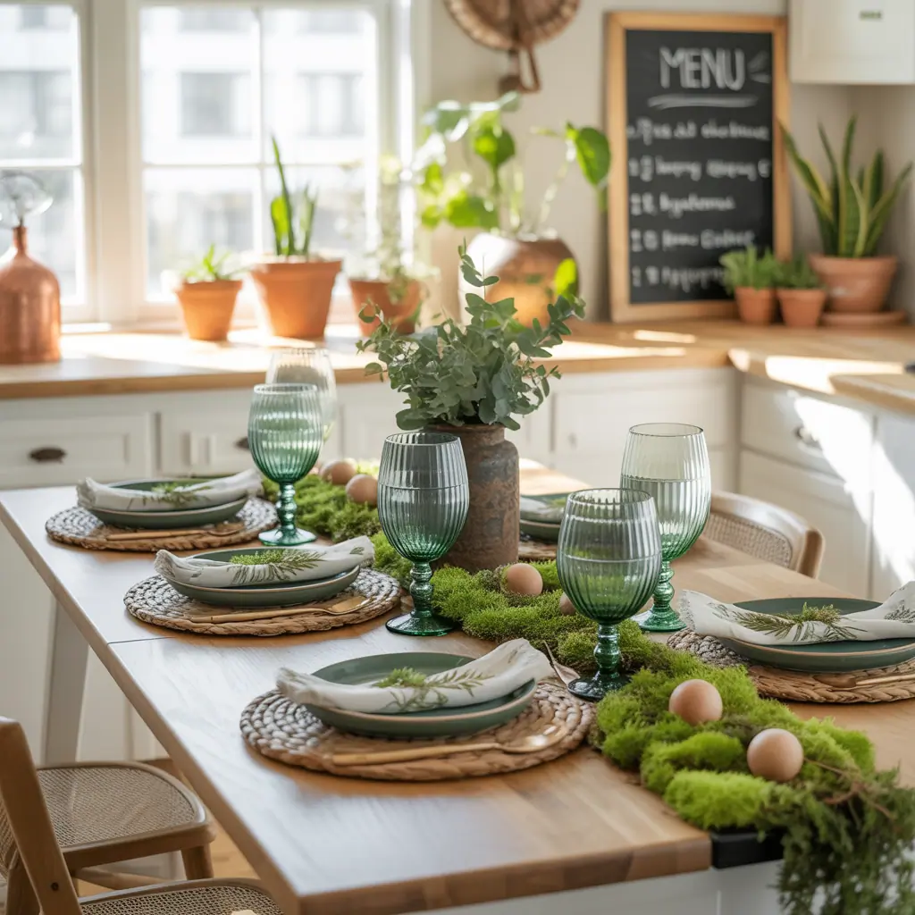 ideas for green table setting