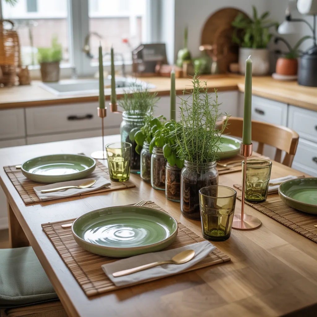 ideas for green table setting