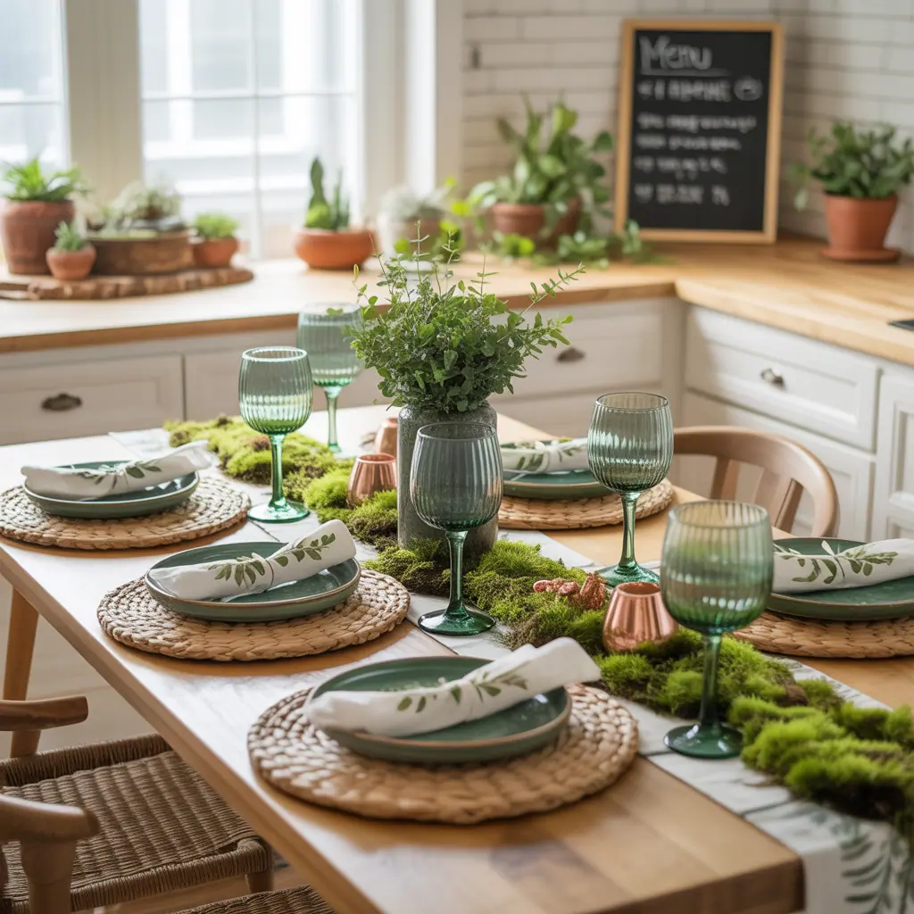 ideas for green table setting