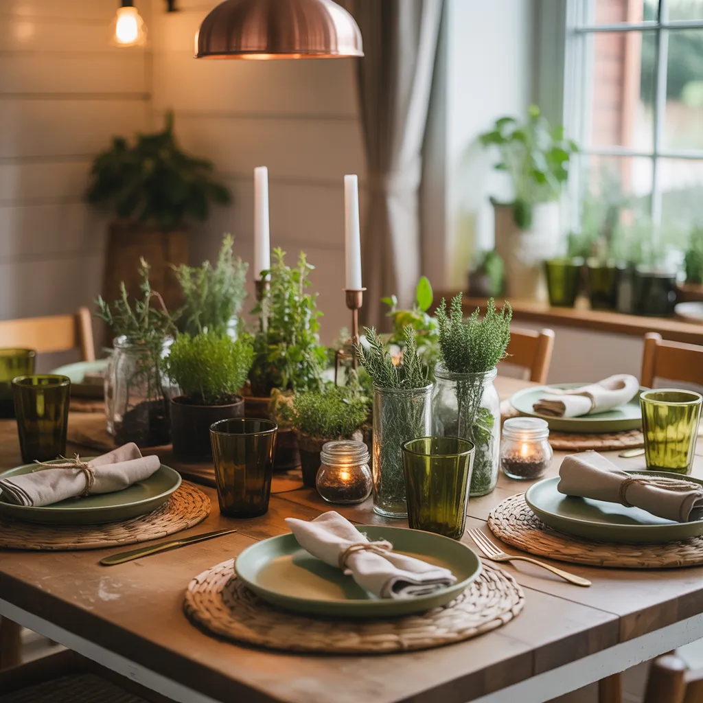 ideas for green table setting