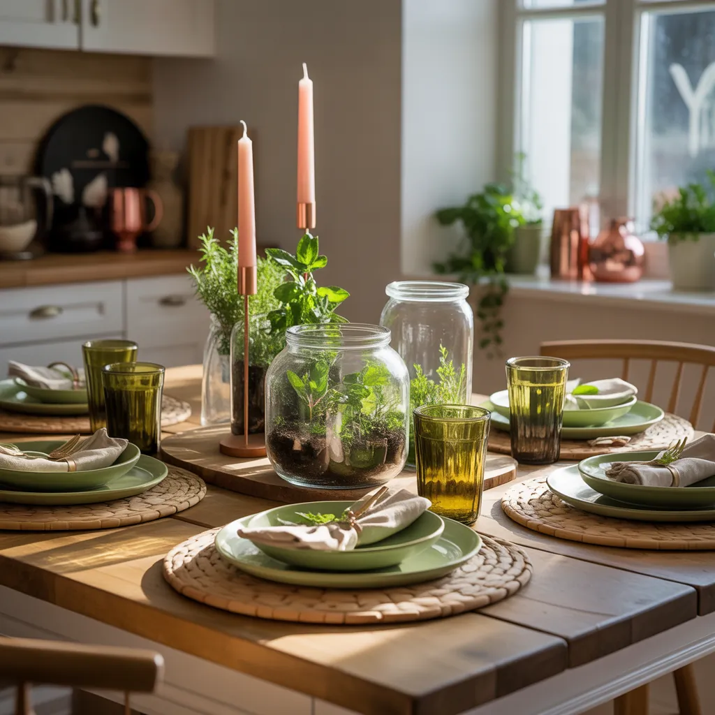 ideas for green table setting