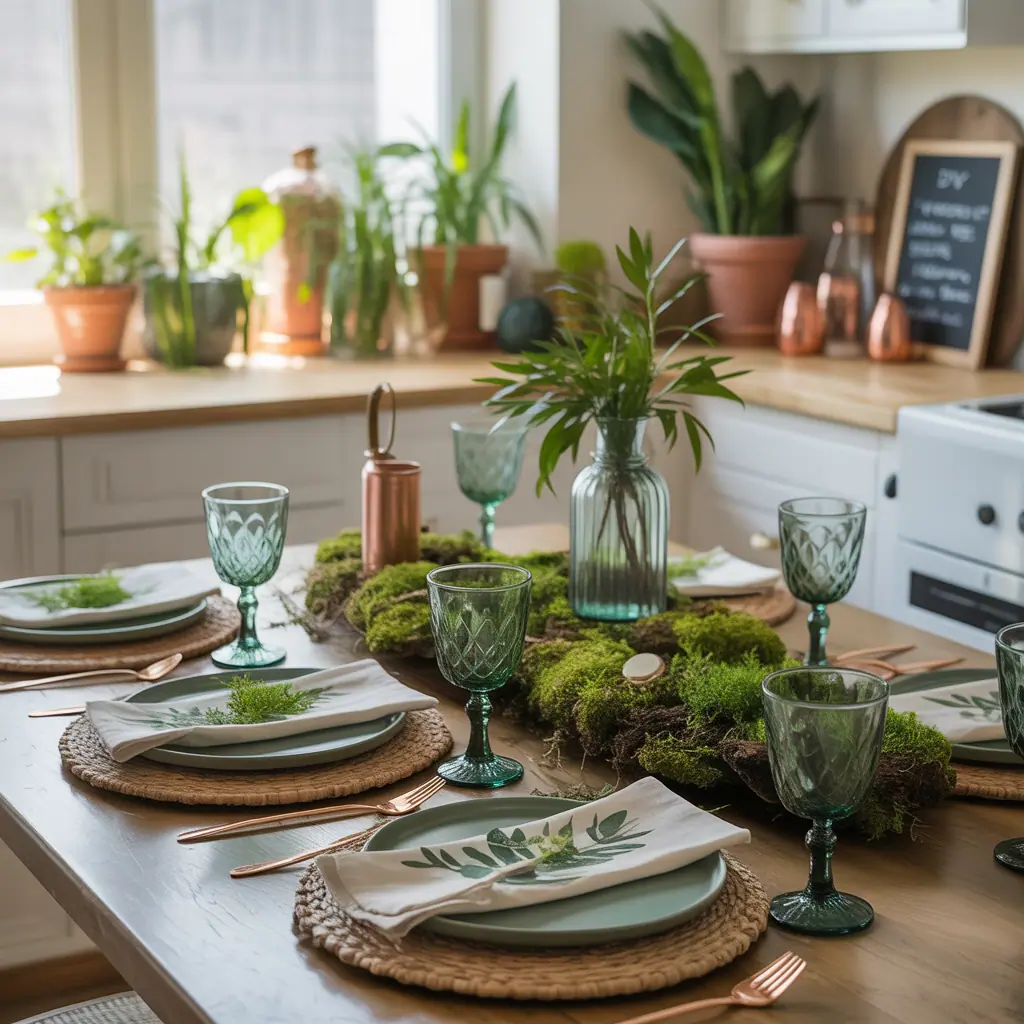ideas for green table setting