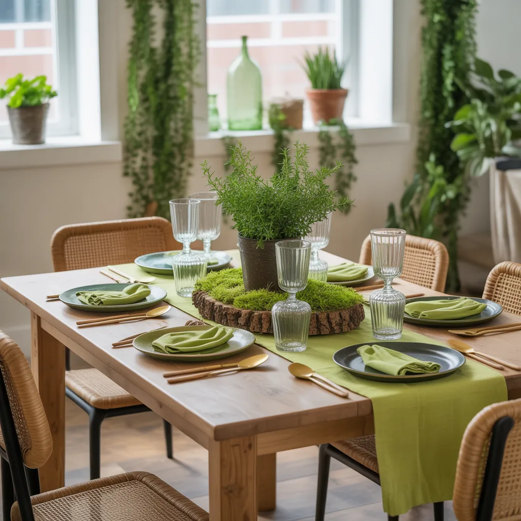 ideas for green table setting