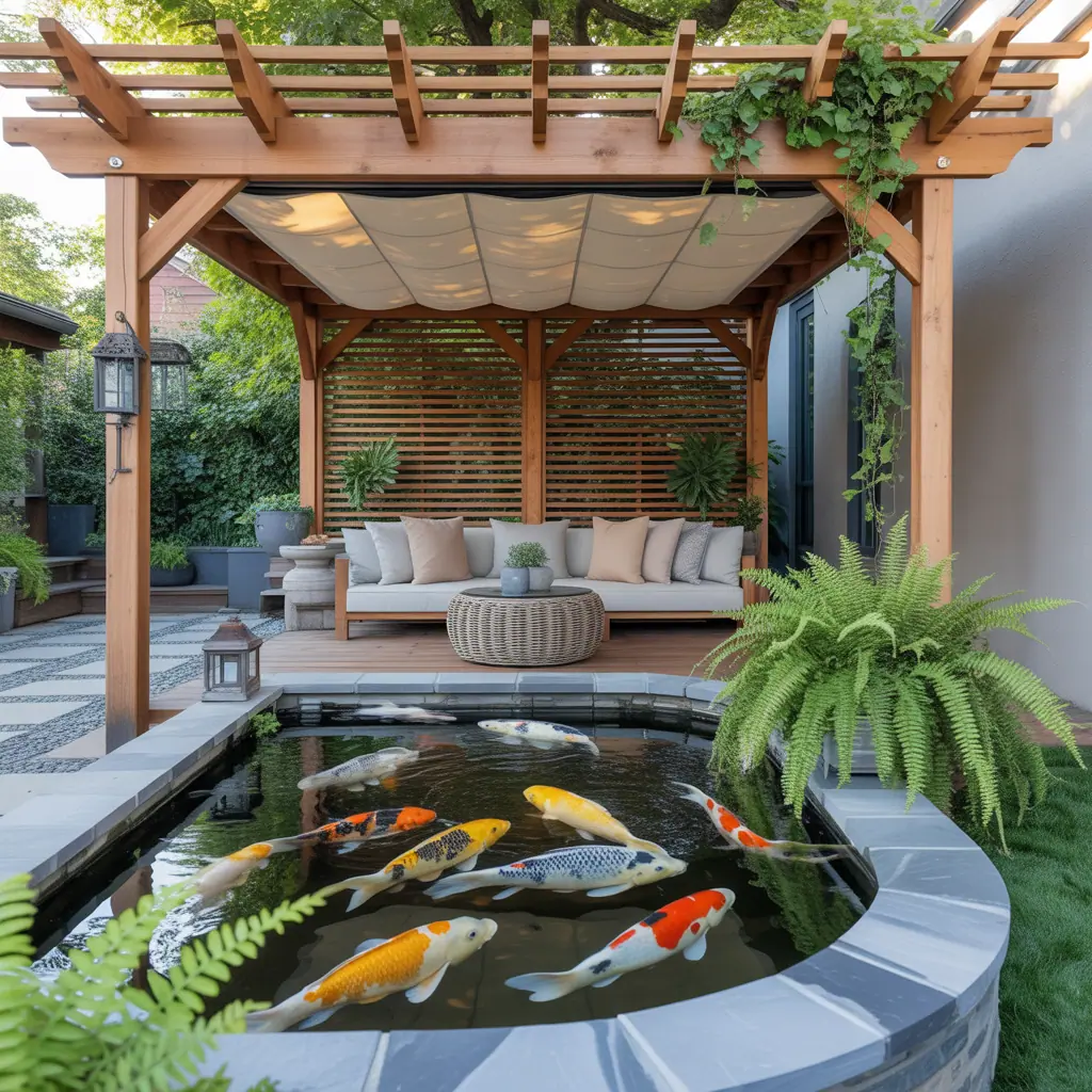 ideas for koi pond shade