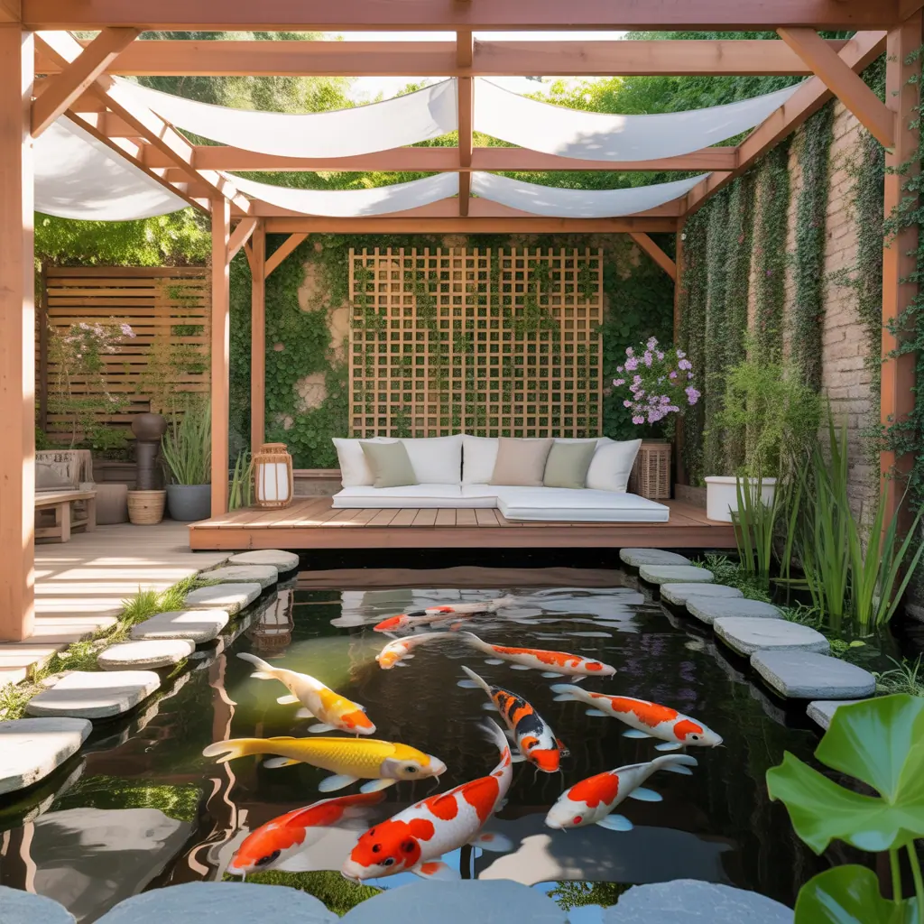 ideas for koi pond shade
