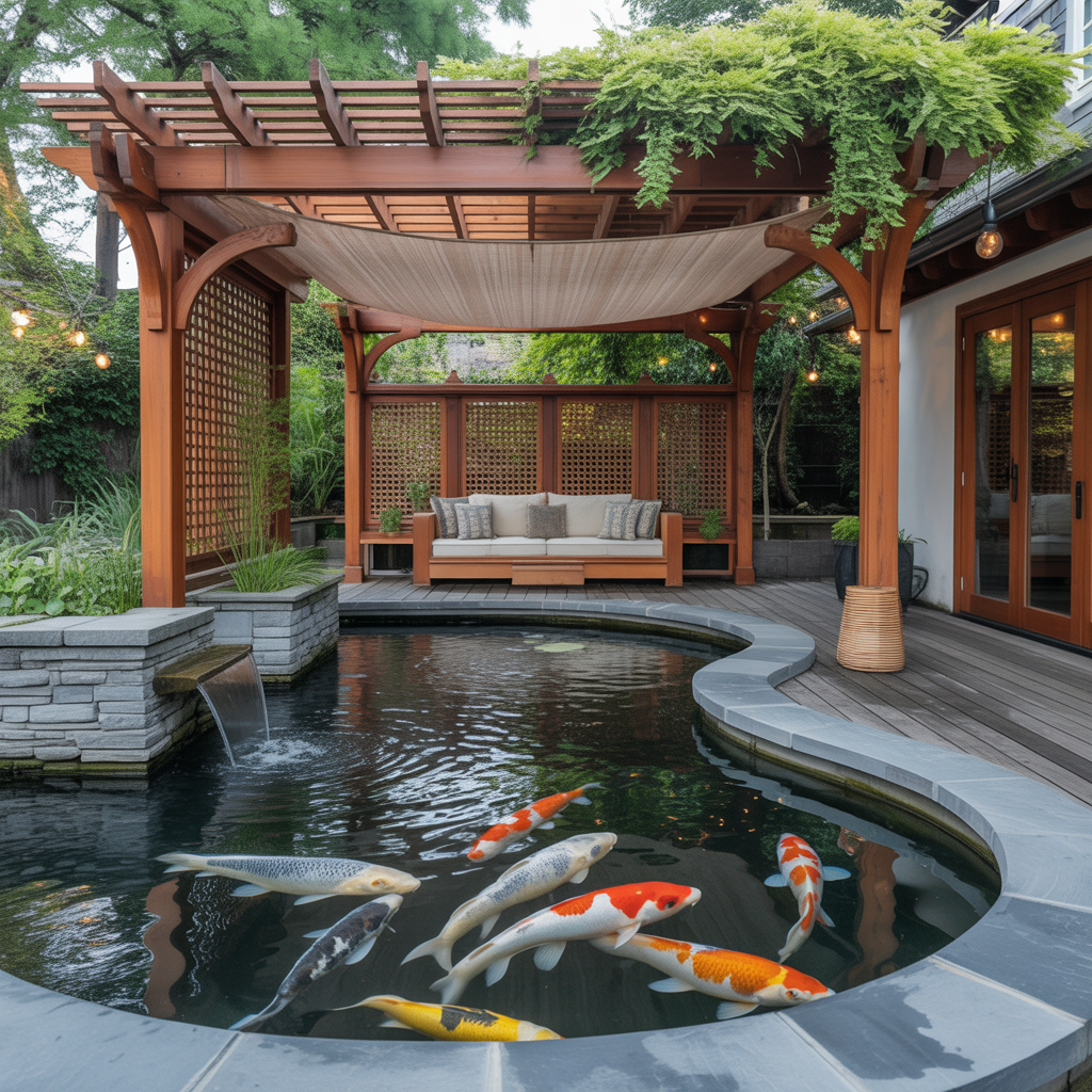 ideas for koi pond shade