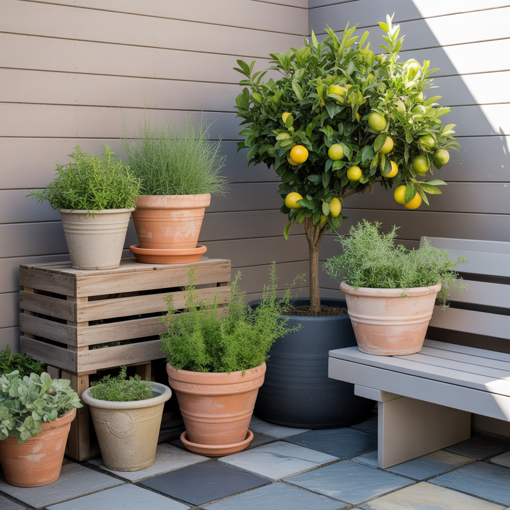 ideas for landscaping with pots