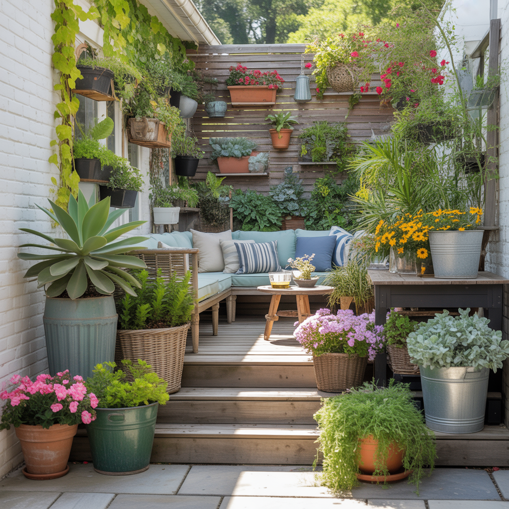 ideas for landscaping with pots