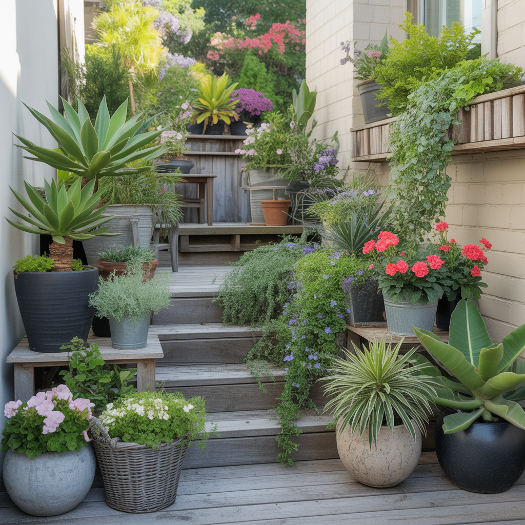 ideas for landscaping with pots