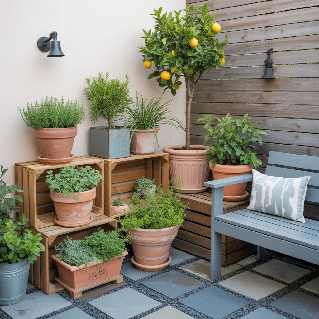 ideas for landscaping with pots