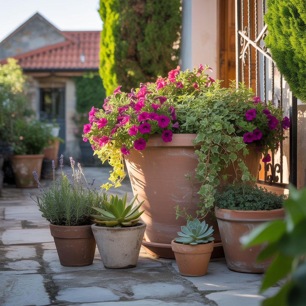 ideas for landscaping with pots