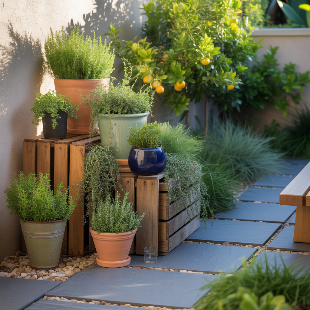 ideas for landscaping with pots