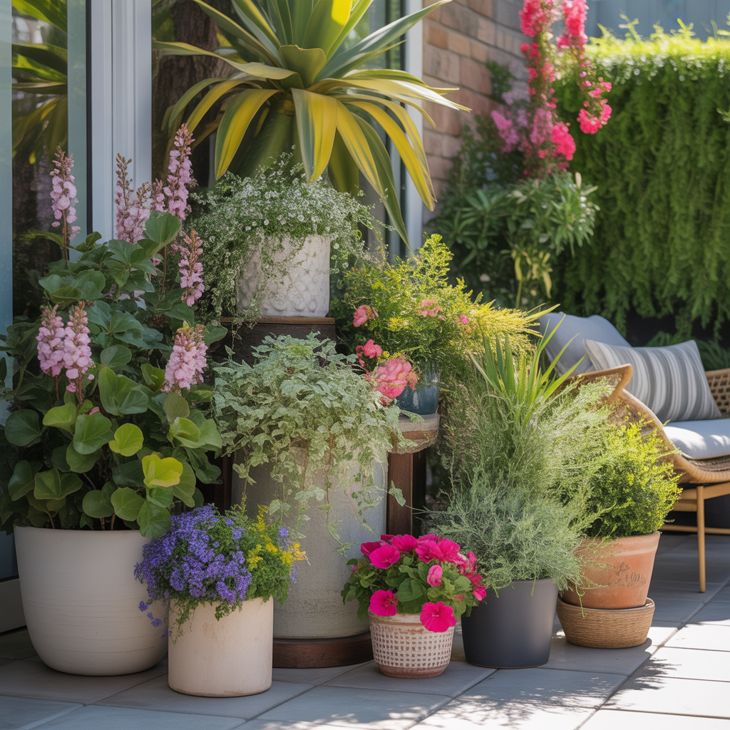 ideas for landscaping with pots