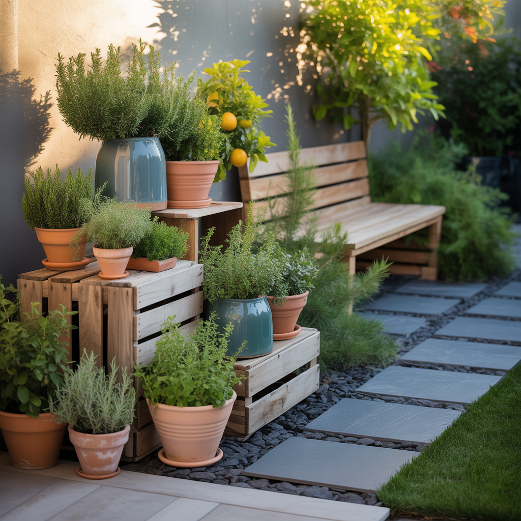 ideas for landscaping with pots