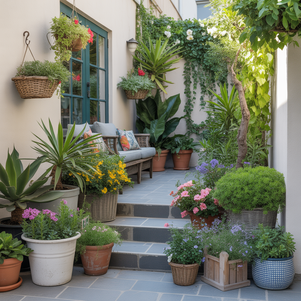 ideas for landscaping with pots