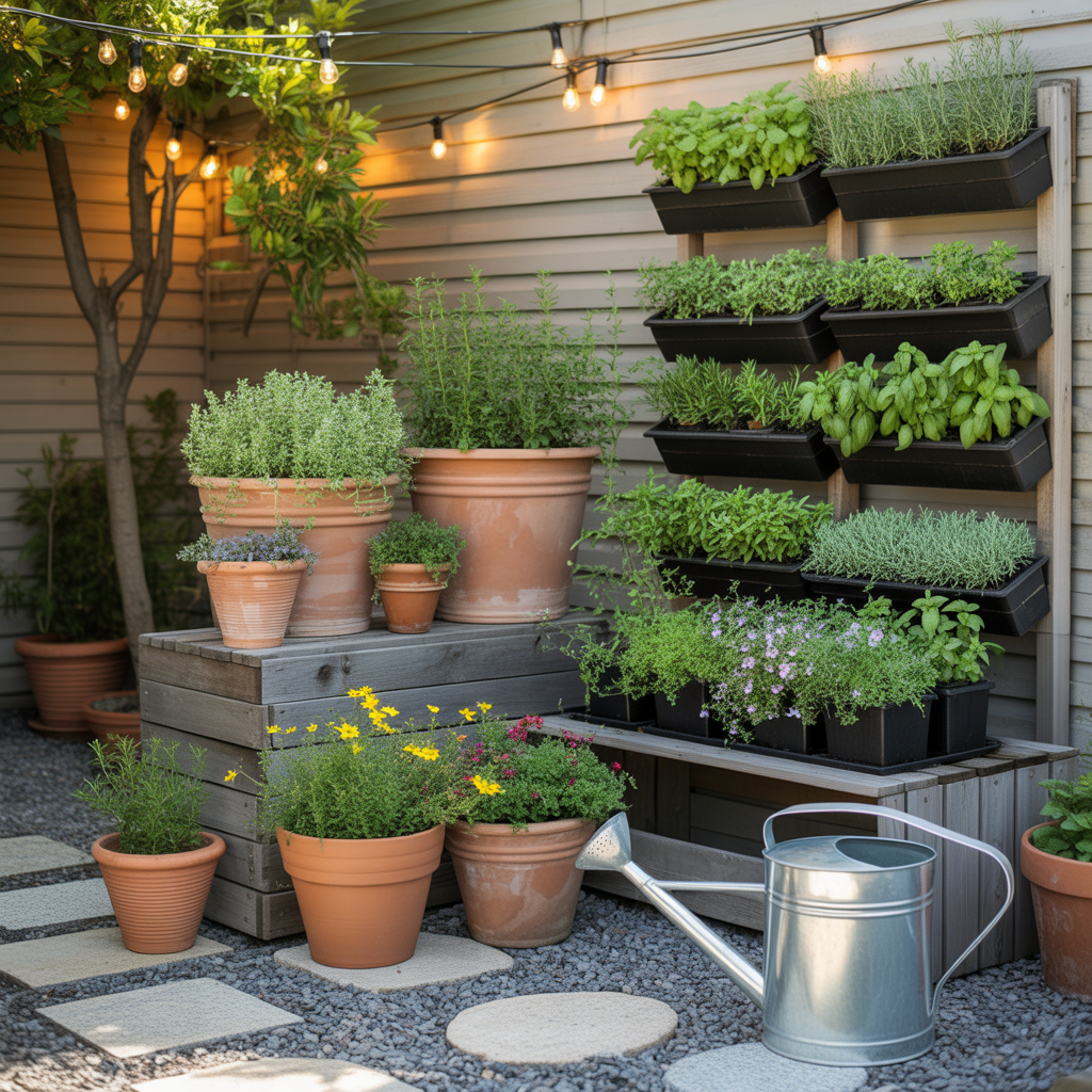 ideas for landscaping with pots