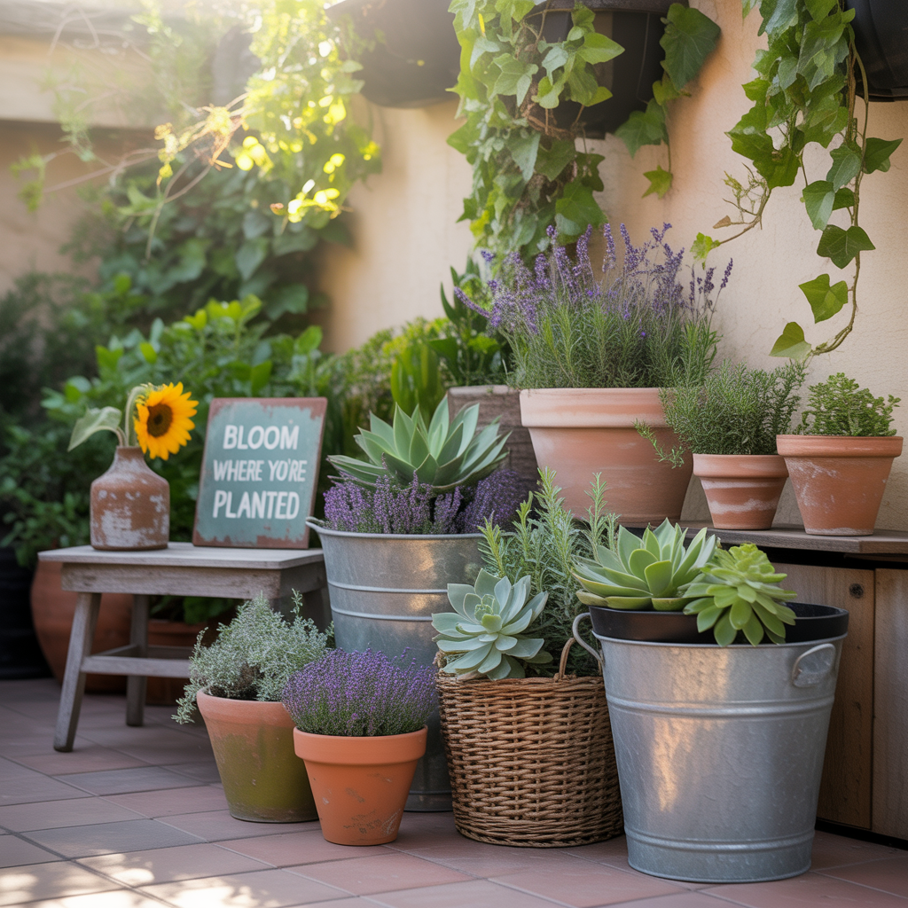 ideas for landscaping with pots