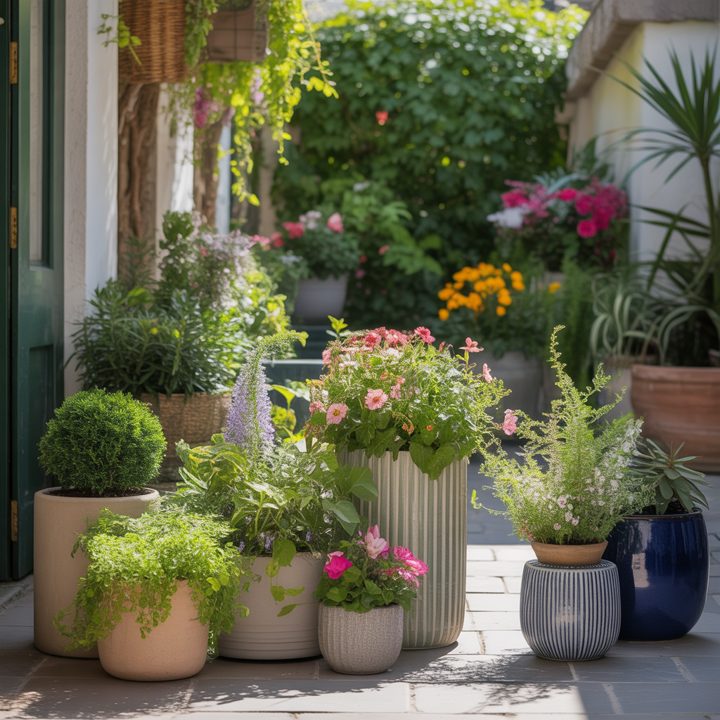 ideas for landscaping with pots