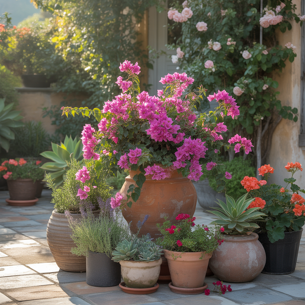 ideas for landscaping with pots