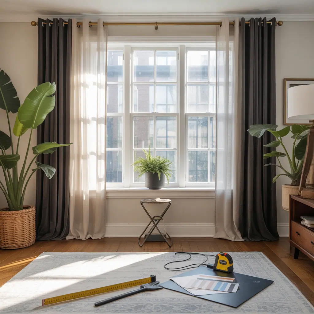 ideas for large window curtains