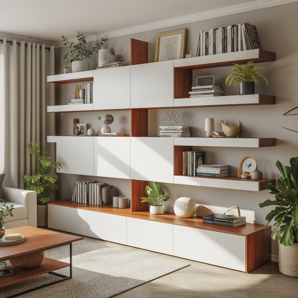 ideas for living room floating shelves