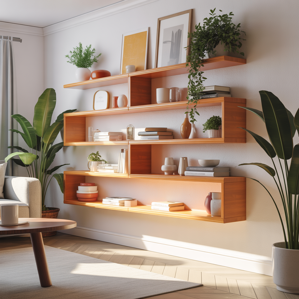 ideas for living room floating shelves