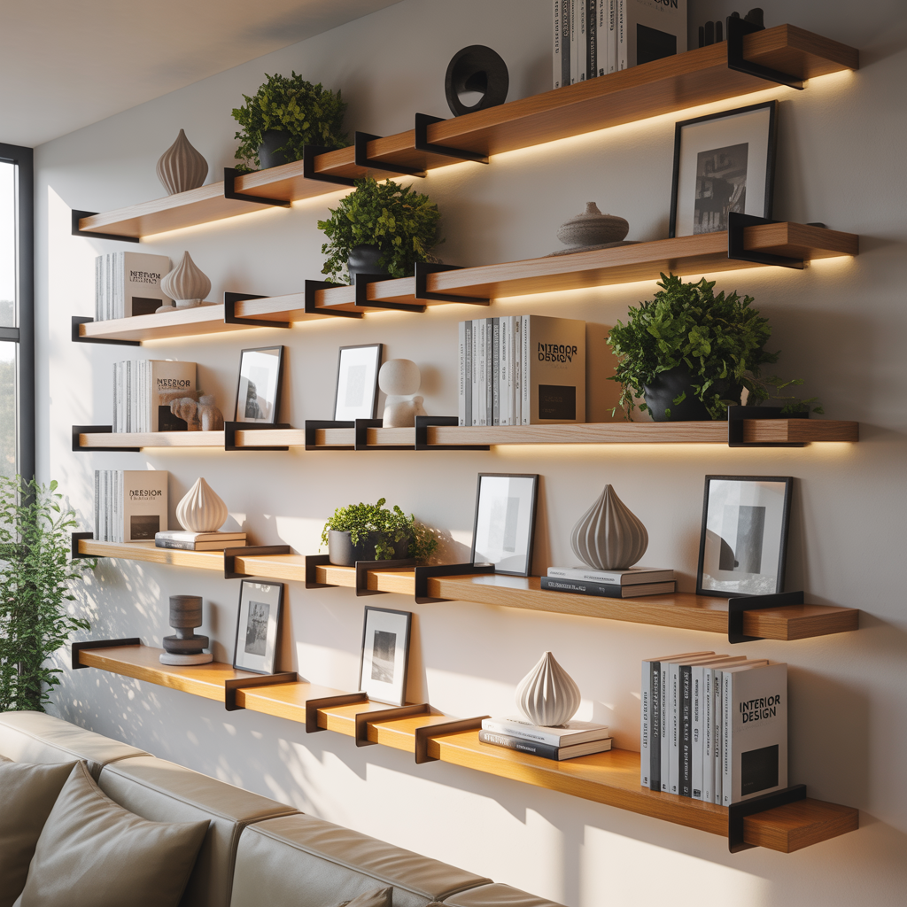 ideas for living room floating shelves