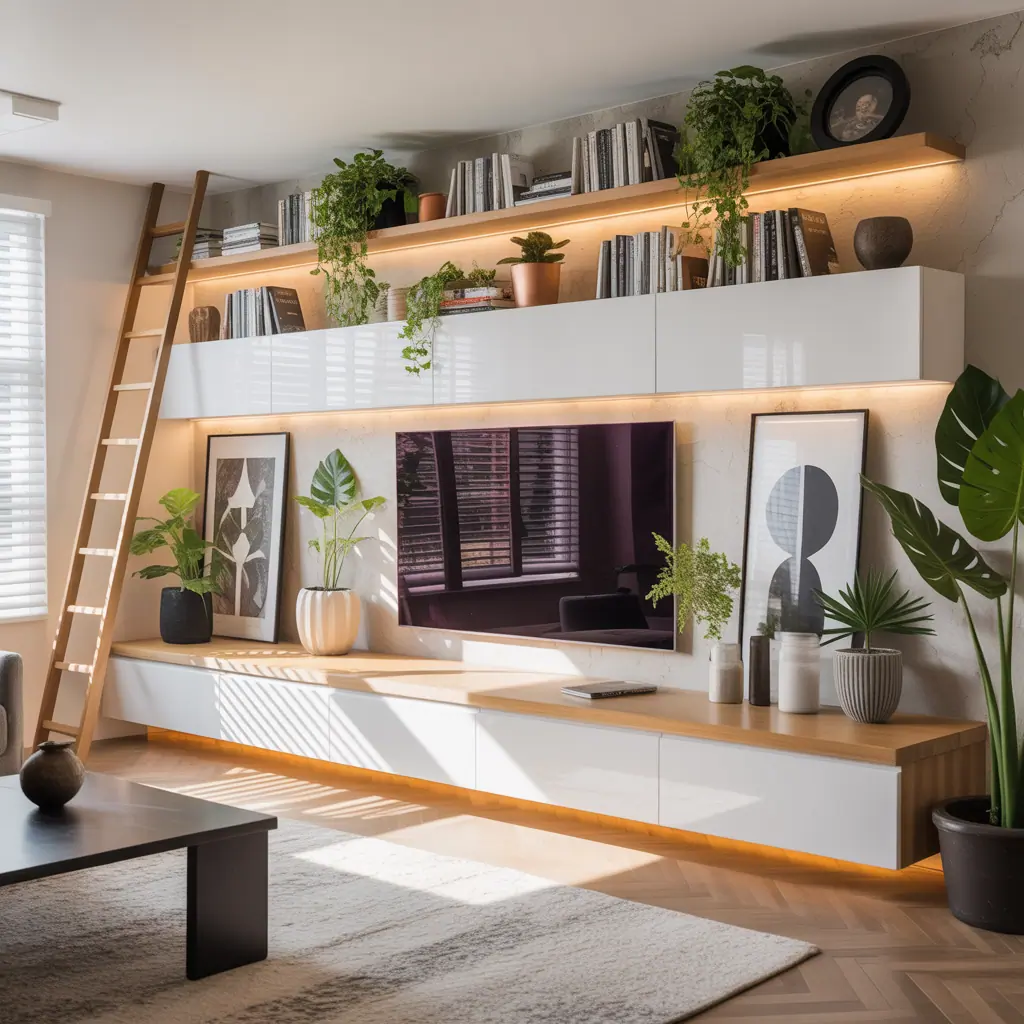 ideas for living room floating shelves
