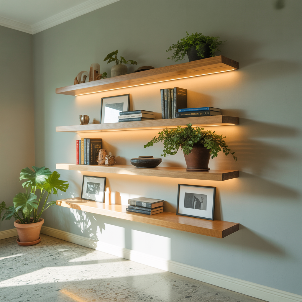 ideas for living room floating shelves