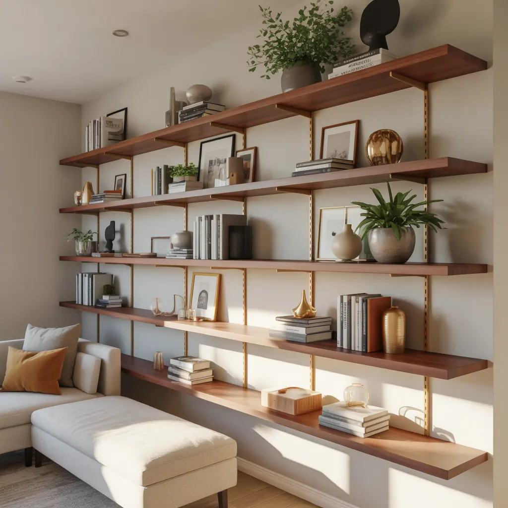 ideas for living room floating shelves