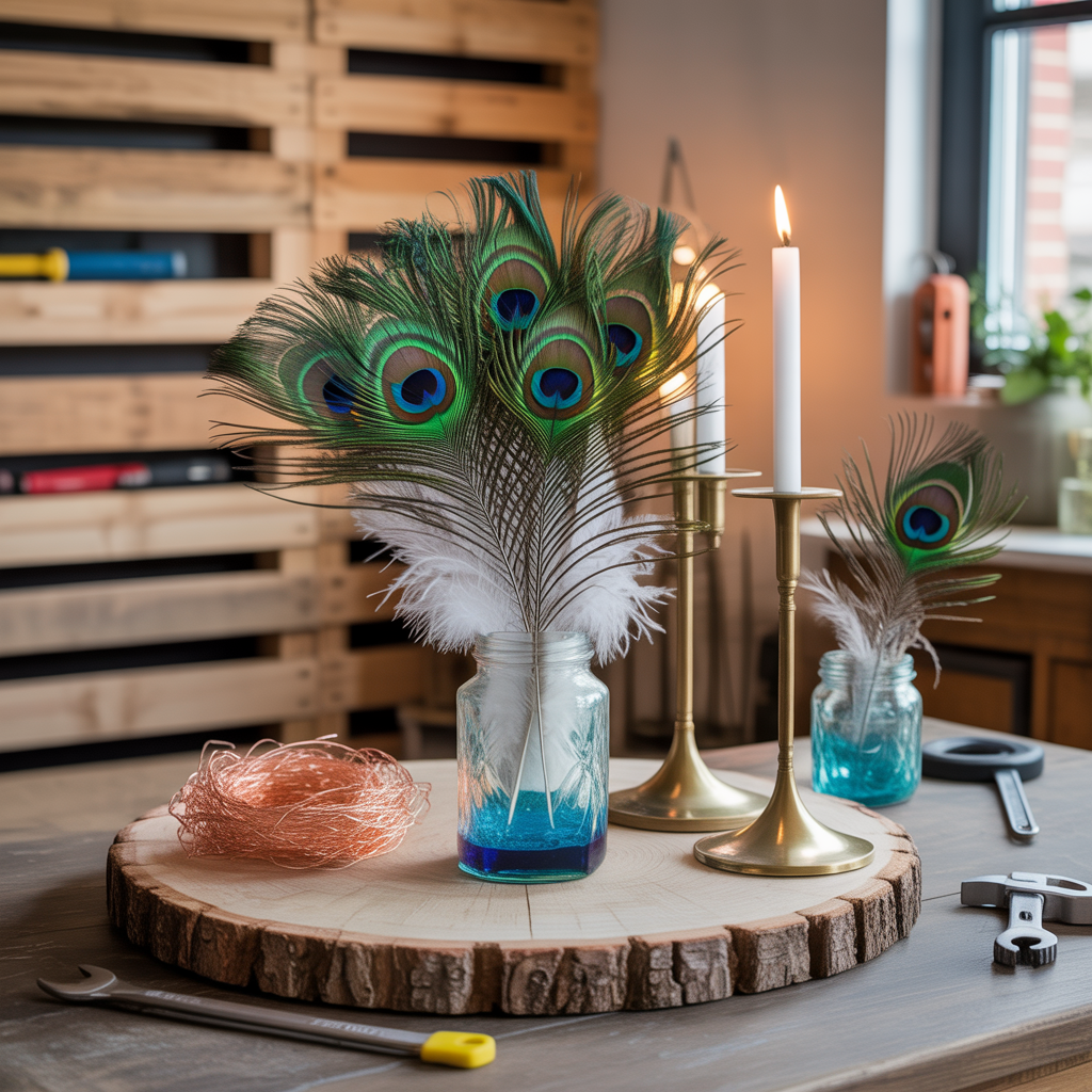 ideas for peacock feather centerpieces