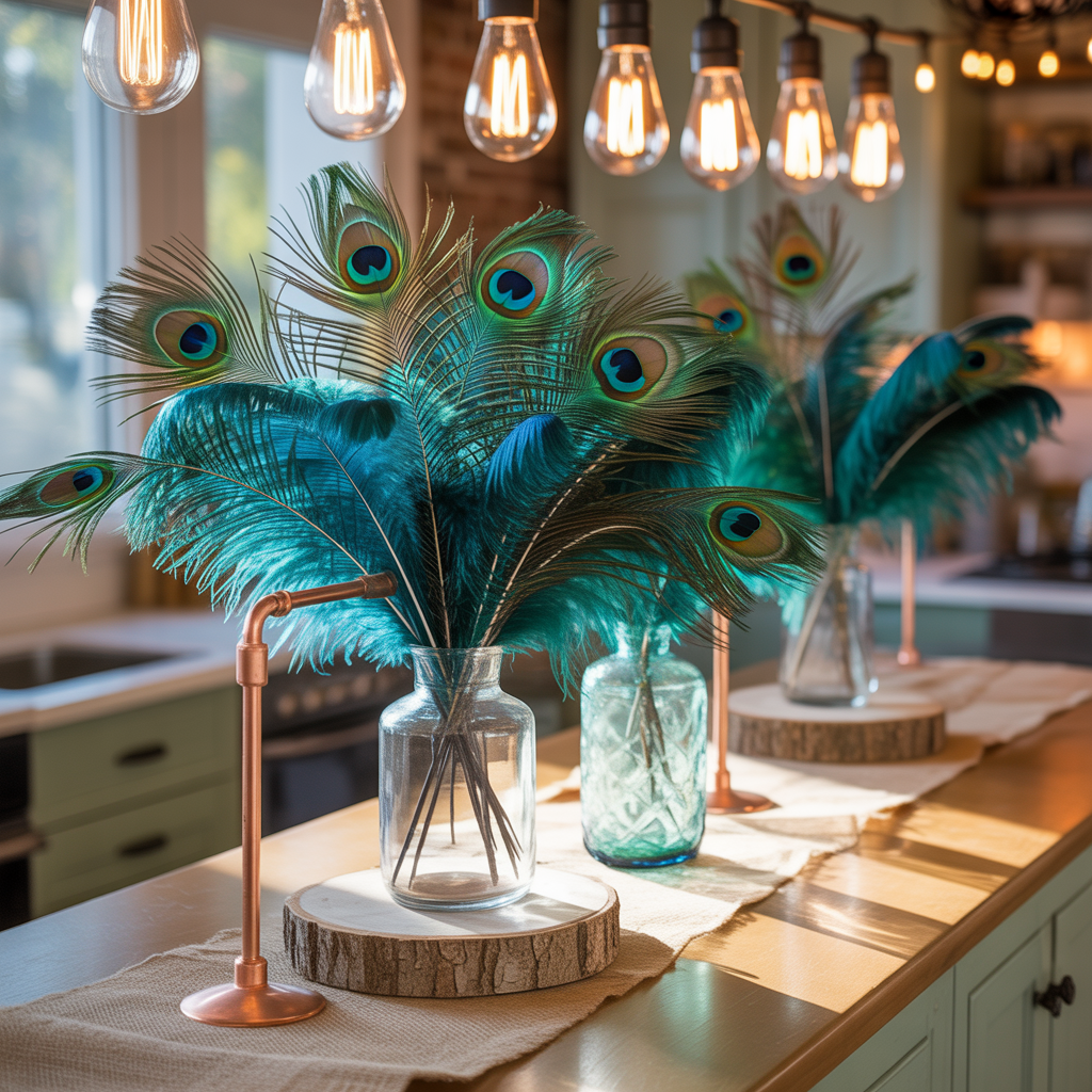 ideas for peacock feather centerpieces