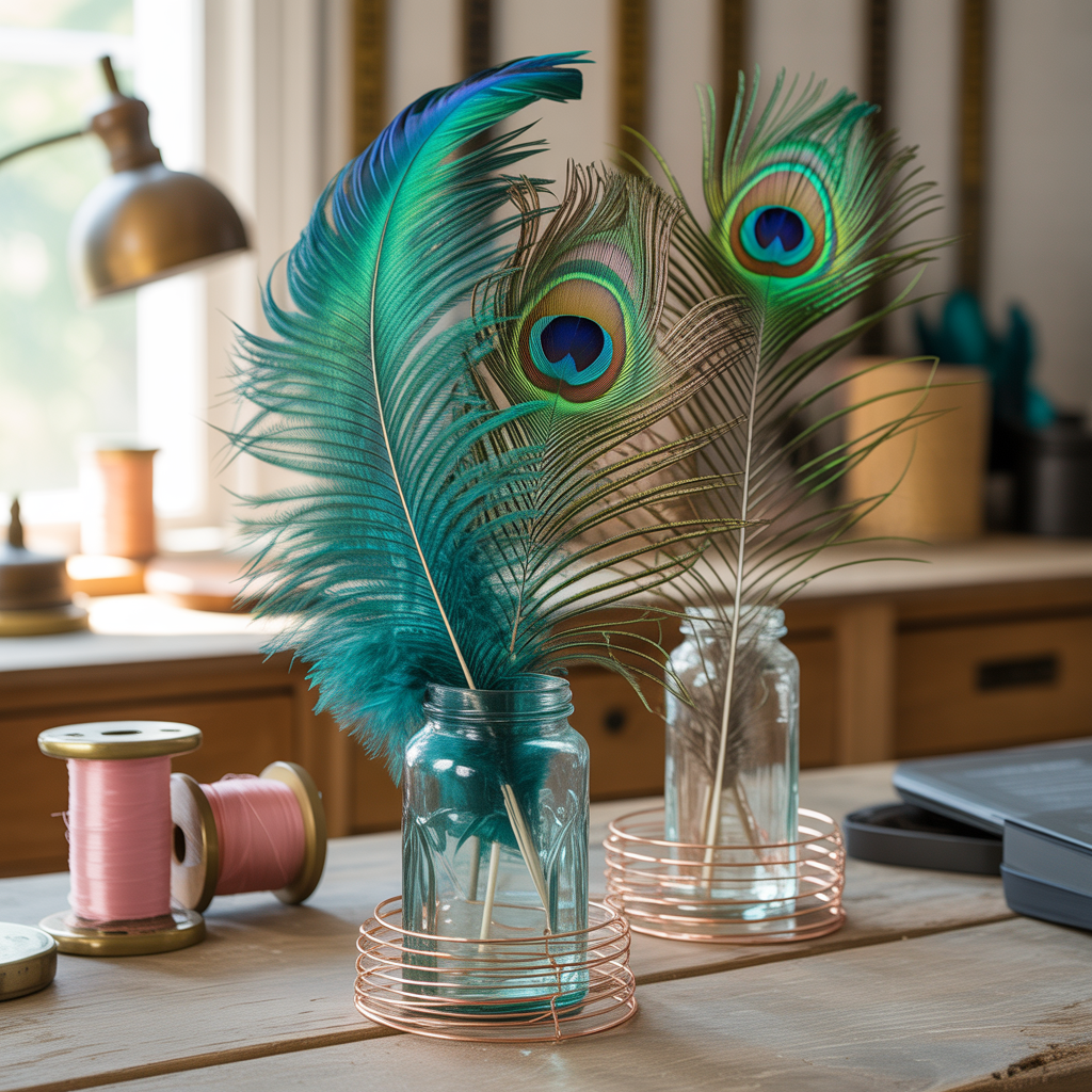 ideas for peacock feather centerpieces