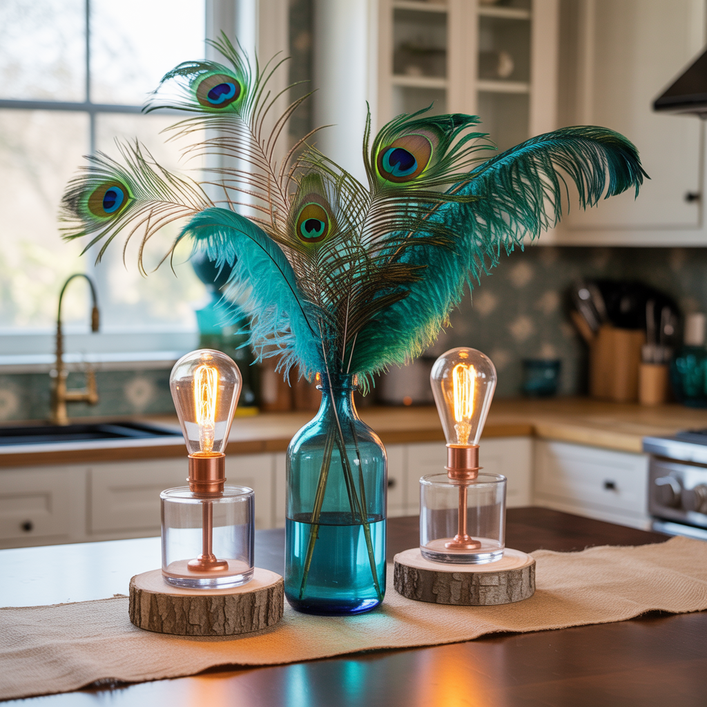 ideas for peacock feather centerpieces