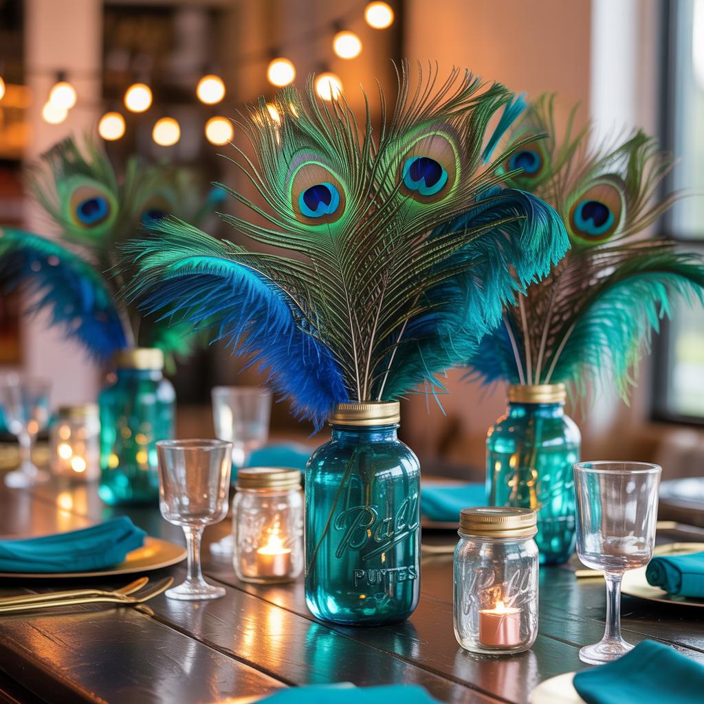 ideas for peacock feather centerpieces