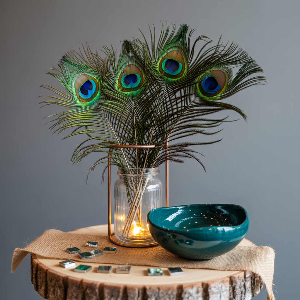 ideas for peacock feather centerpieces