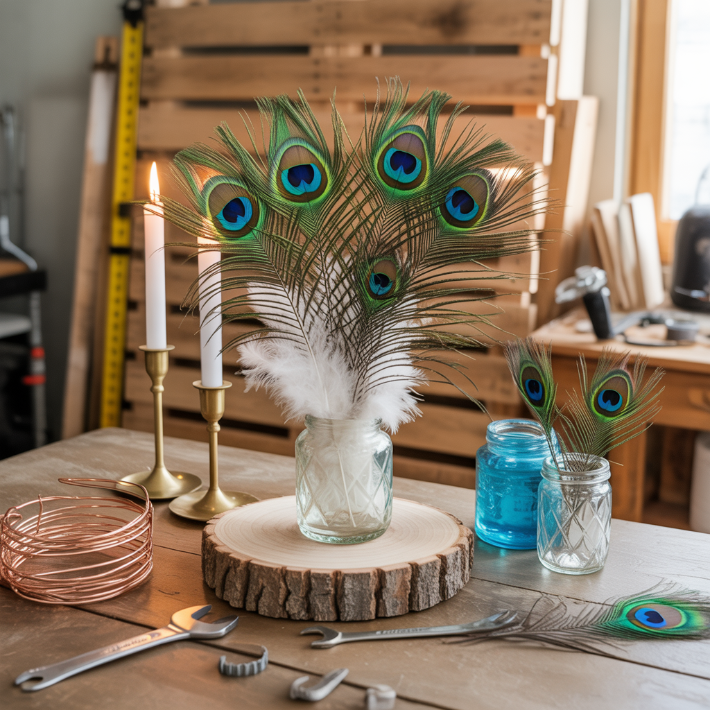 ideas for peacock feather centerpieces