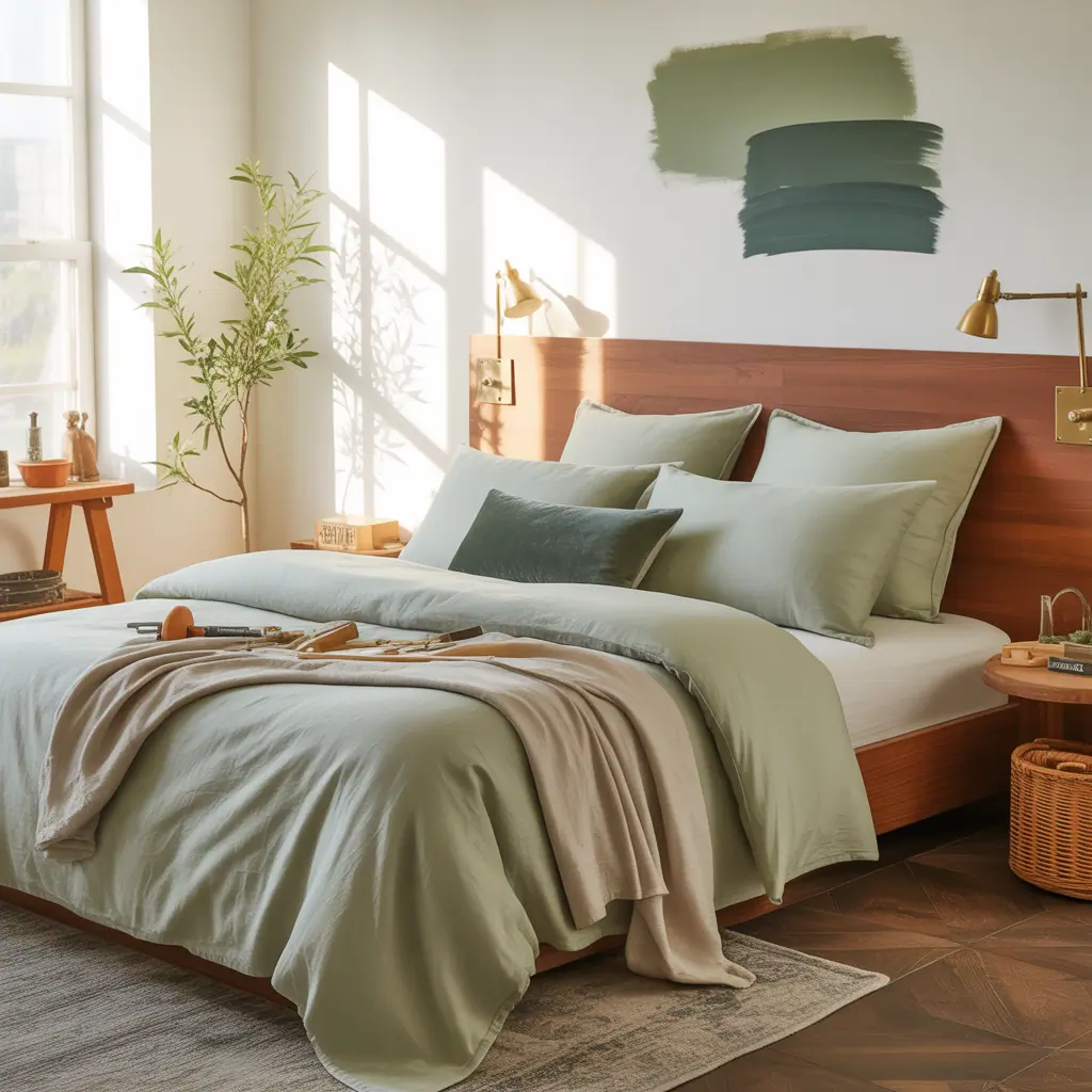 ideas for sage green bedding