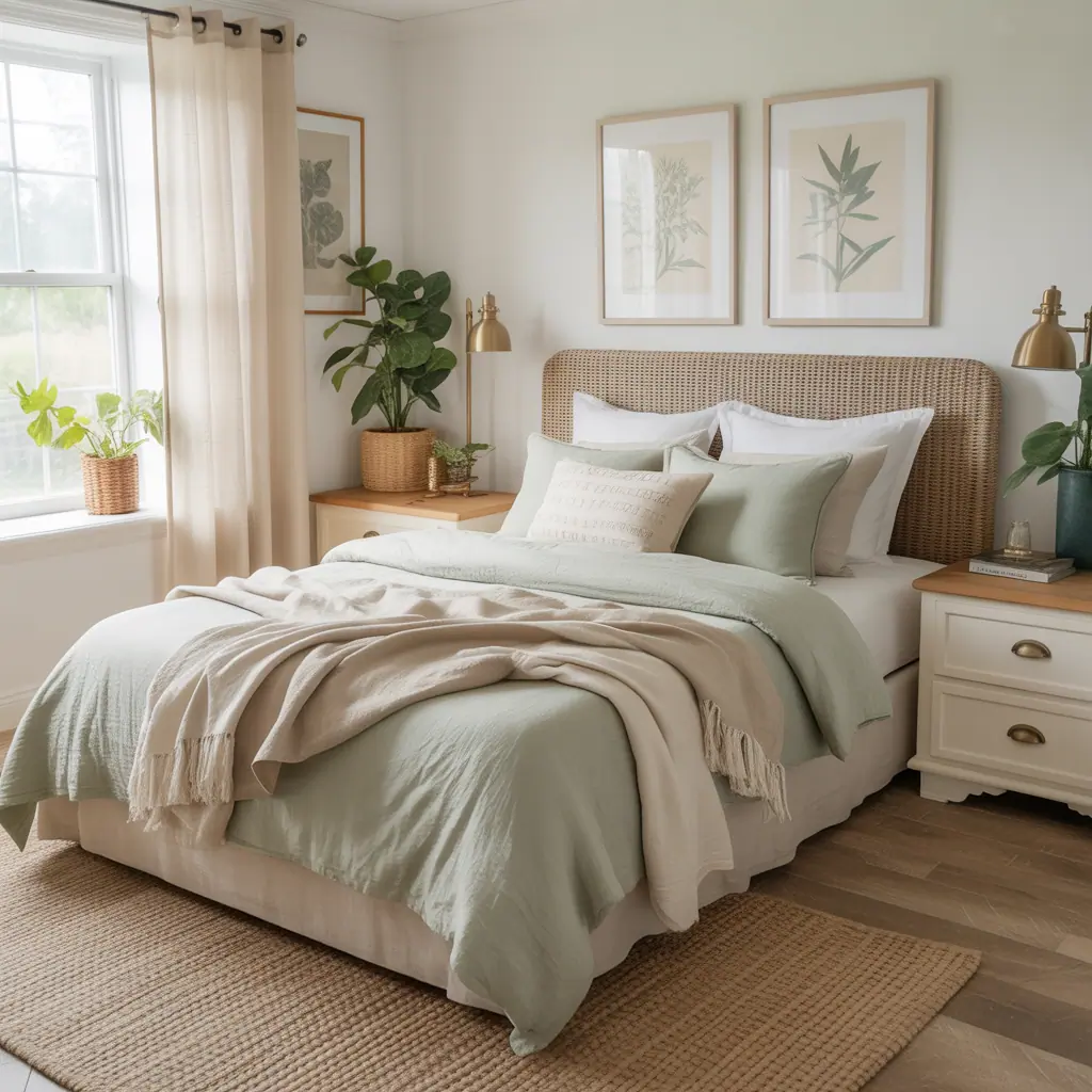 ideas for sage green bedding