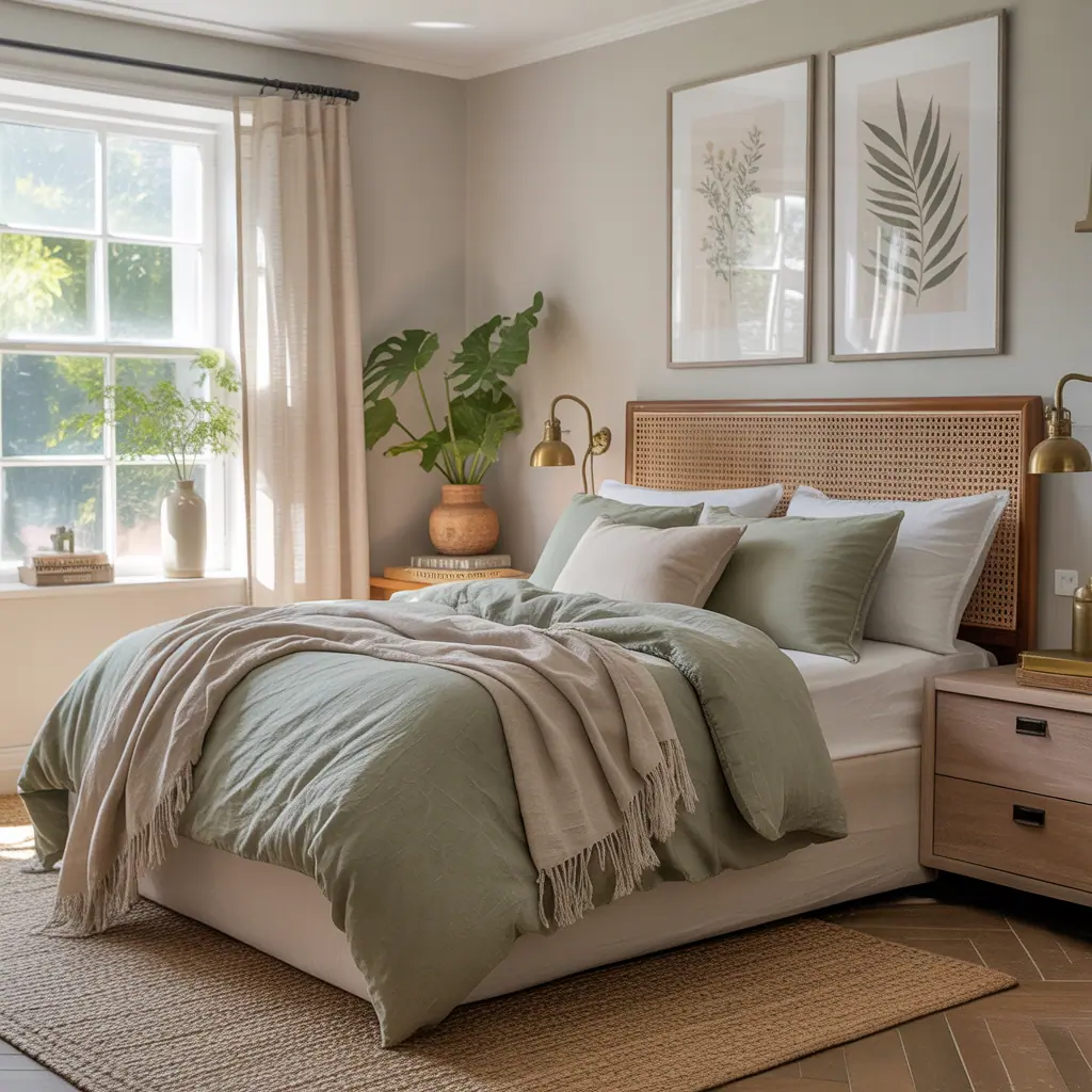 ideas for sage green bedding