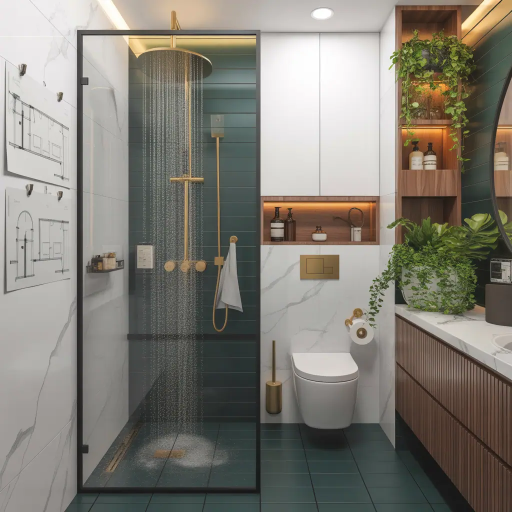 ideas for shower next to toilet