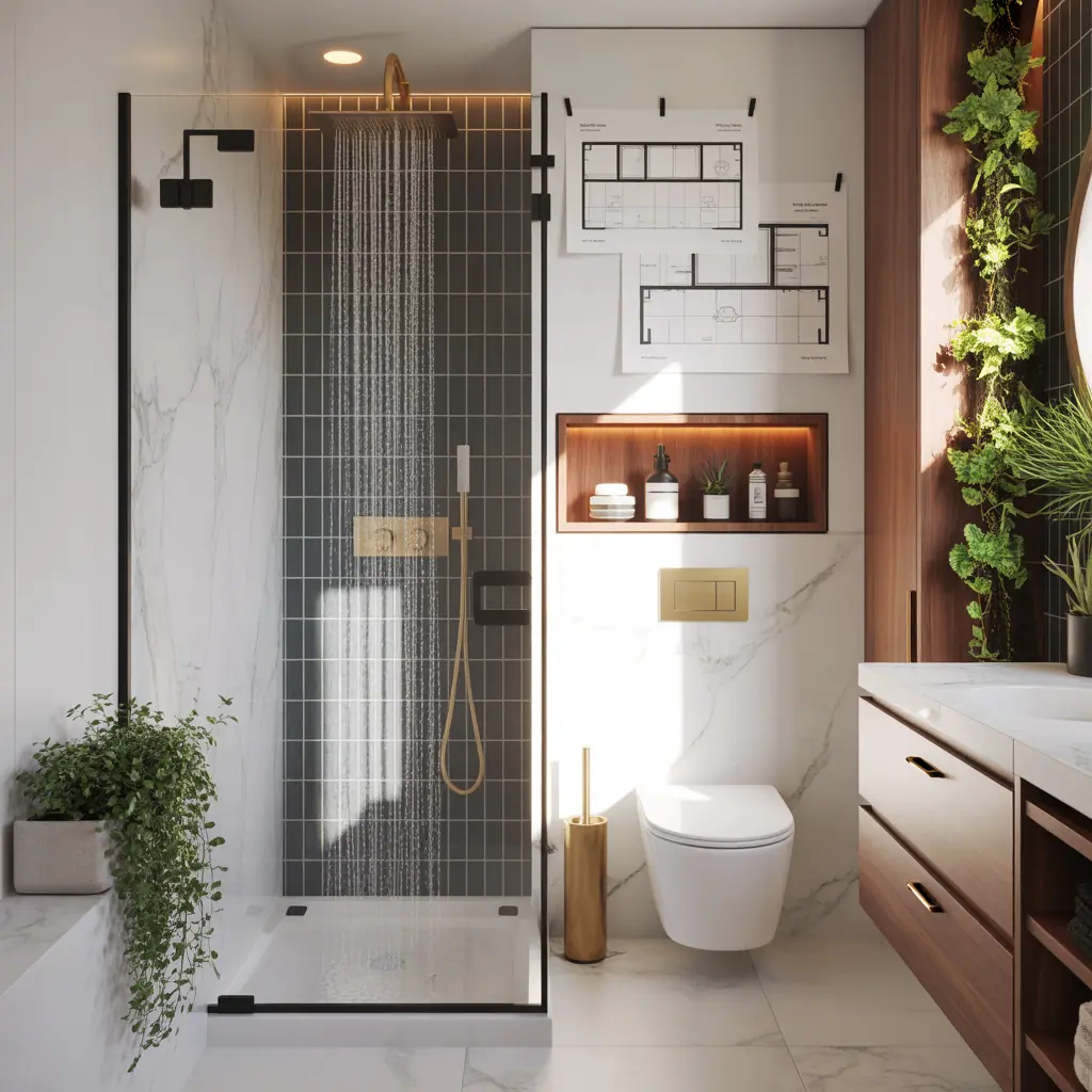 ideas for shower next to toilet