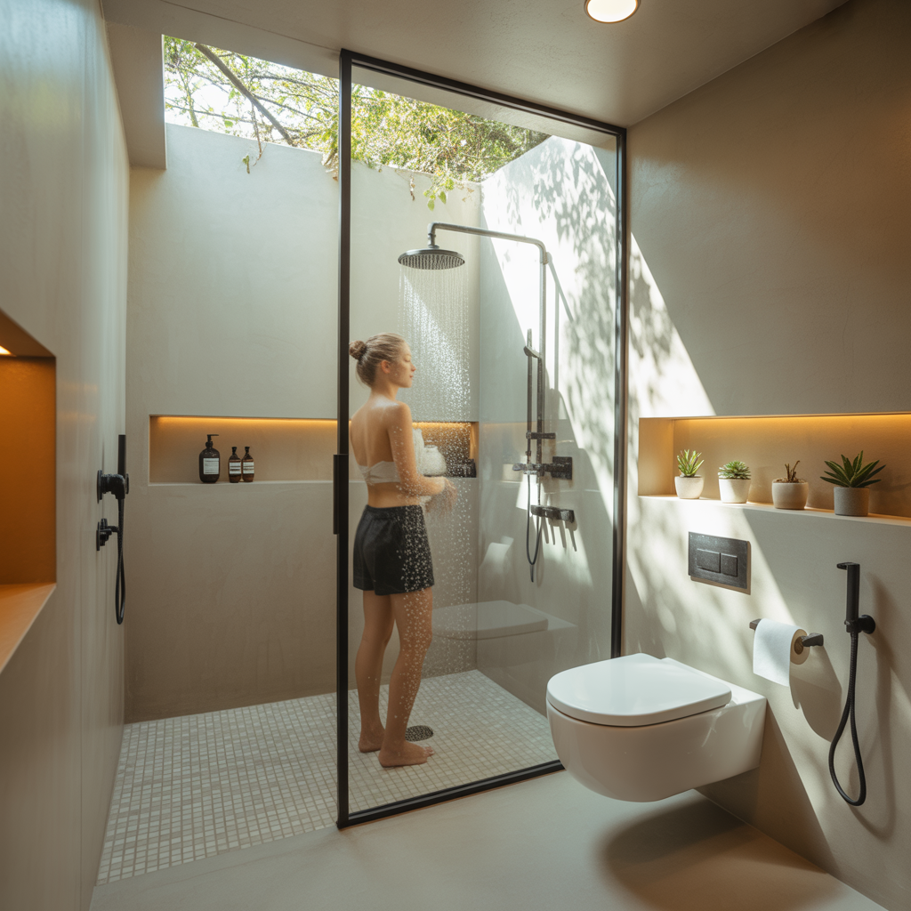 ideas for shower next to toilet