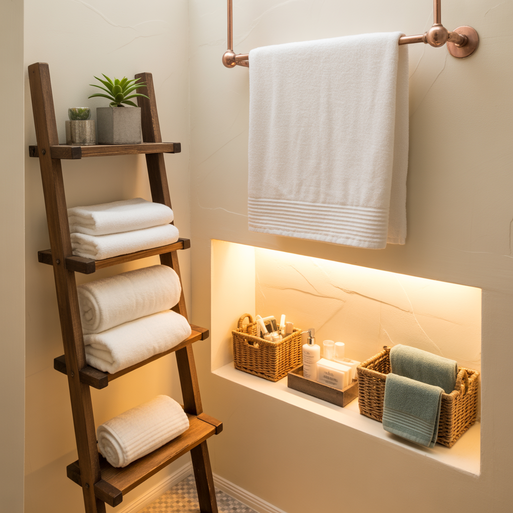 ideas for small bathroom towel storage