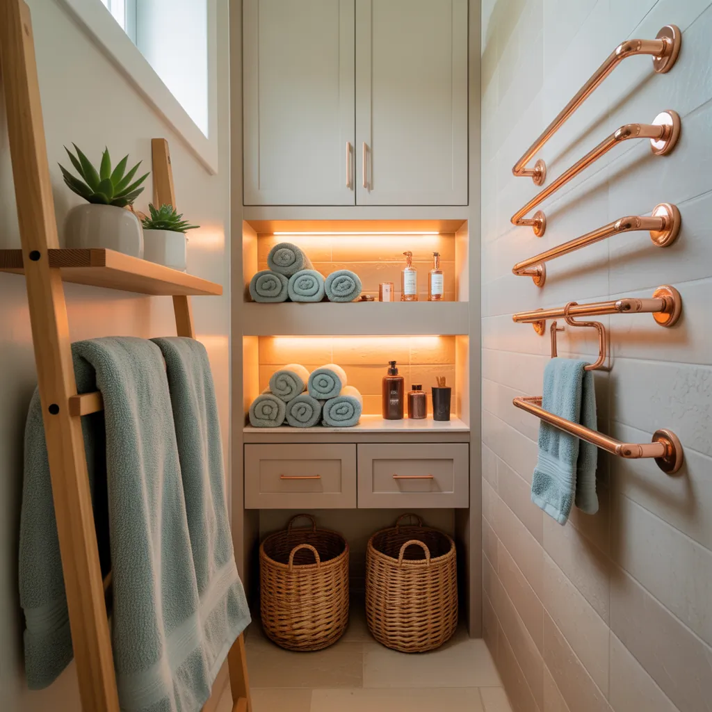 ideas for small bathroom towel storage