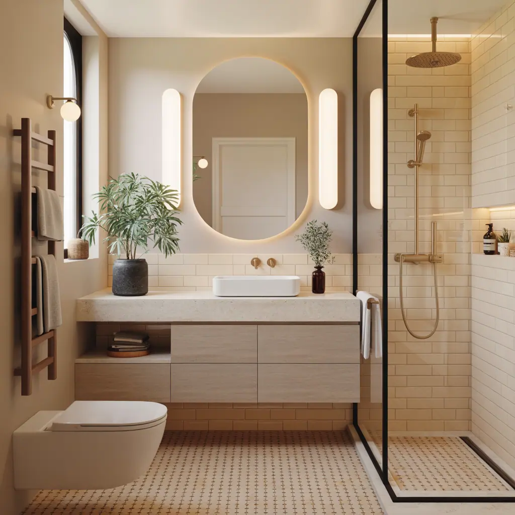 ideas for small beige bathroom